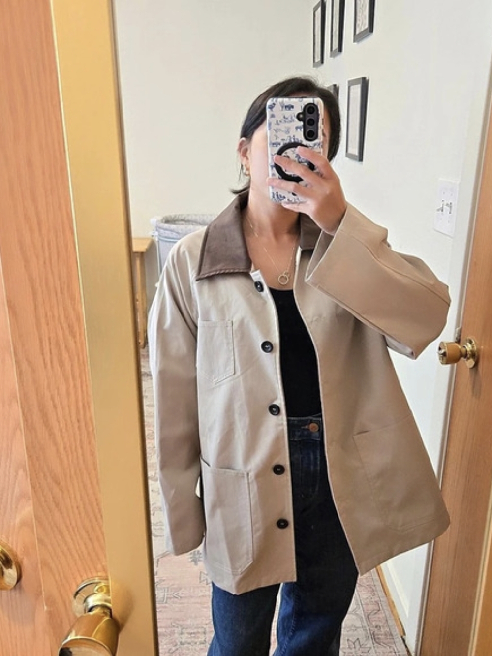 Beige And Brown Utility Barn Jacket Size Small
